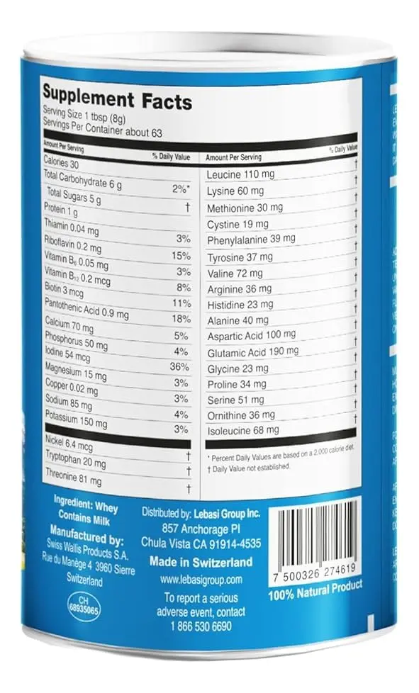 LACTOSERUM LEBASI SUPLEMENTO NUTRICIONAL SUIZO POLVO 500GR - 2