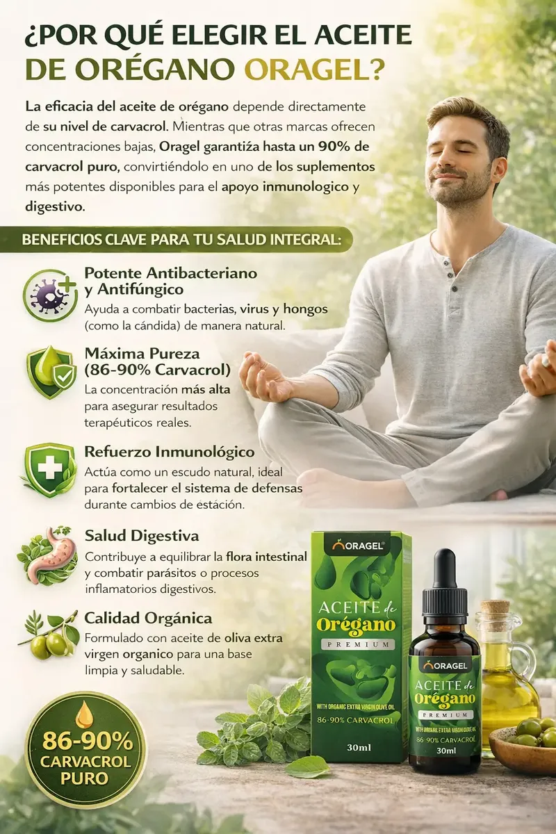ACEITE DE OREGANO ORGANICO 90% CARVACROL OIL ORAGEL 30ML - 2