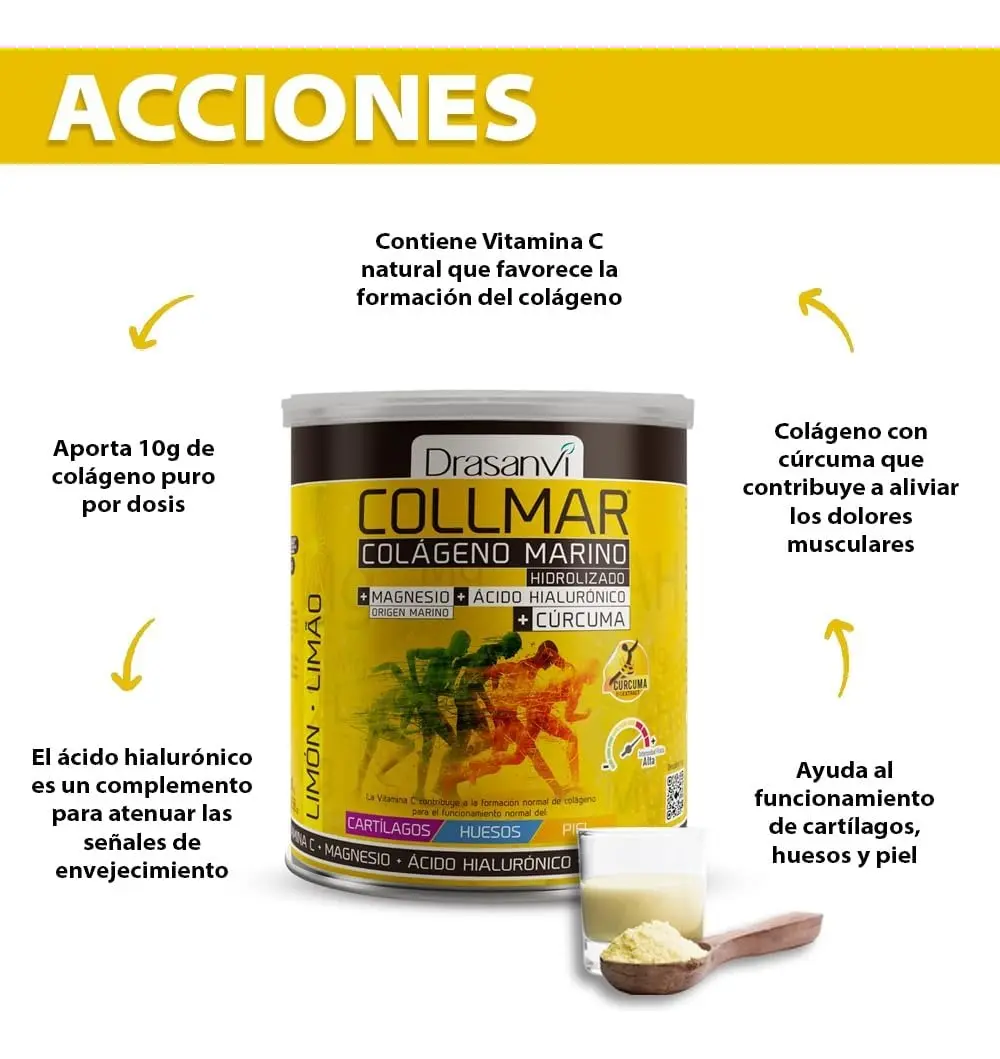 COLÁGENO MARINO HIDROLIZADO + CURCUMA ESPAÑOL DRASANVI 300G - 4
