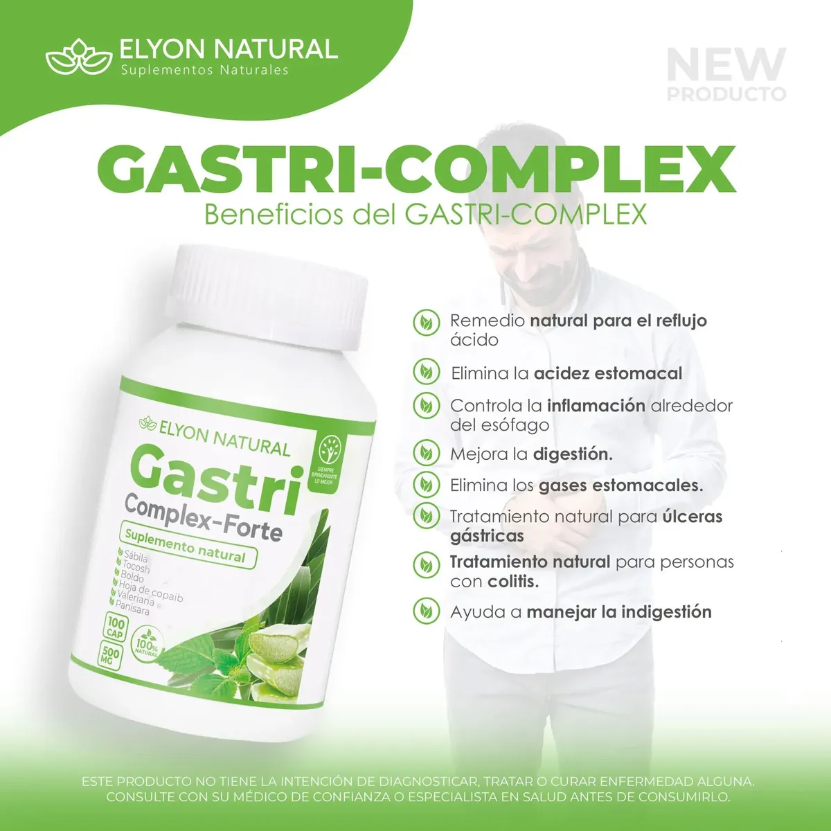 GASTRI COMPLEX ELYON NATURAL SALUD DIGESTIVA 500MG 100 UNID - 2