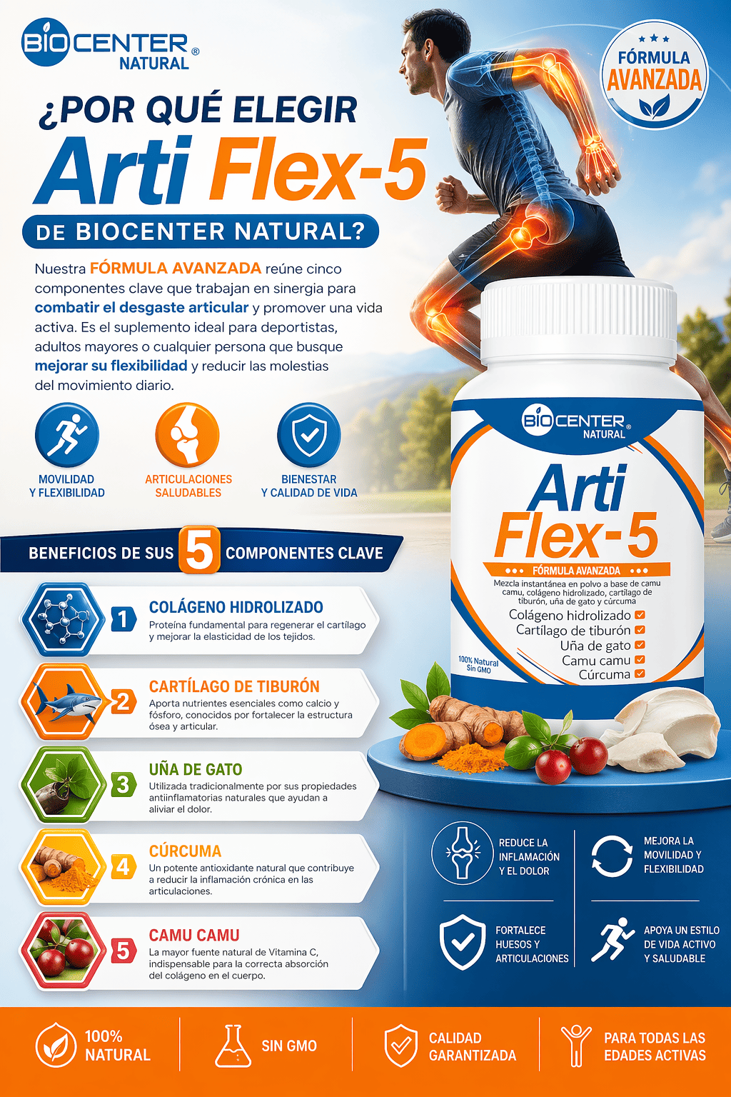 ARTIFLEX-5 BIOCENTER NATURAL SALUD OSEA 500MG 100 CAPSULAS - 2