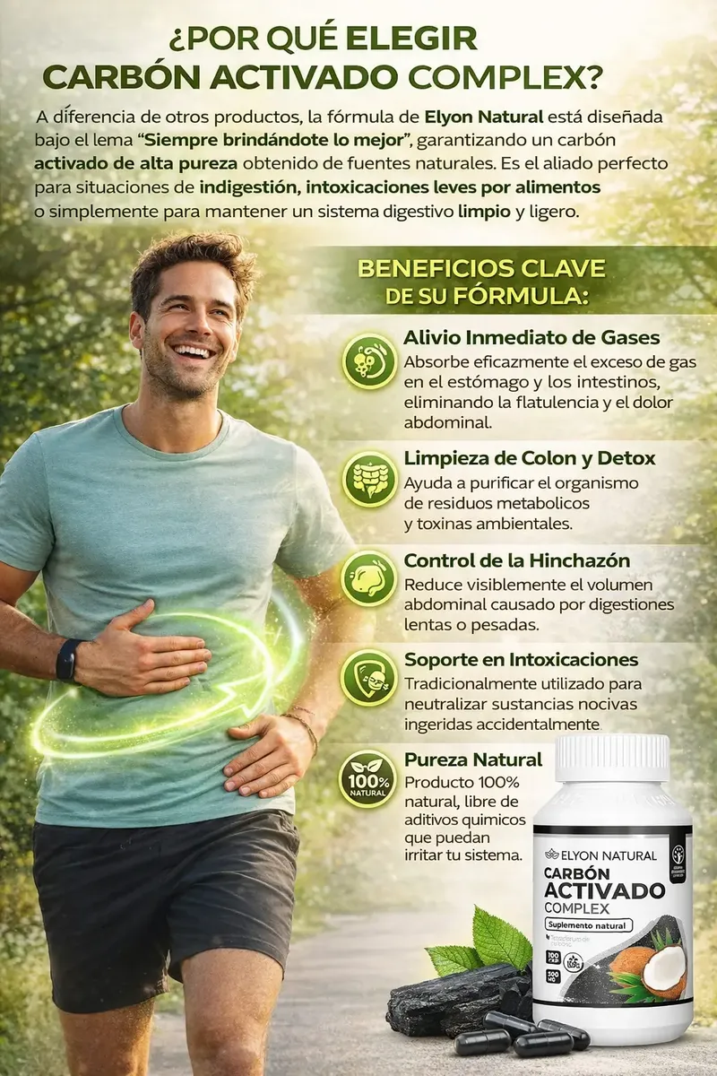 CARBÓN ACTIVADO ELYON NATURAL APOYO DIGESTIVO 500MG 100 UNID - 2