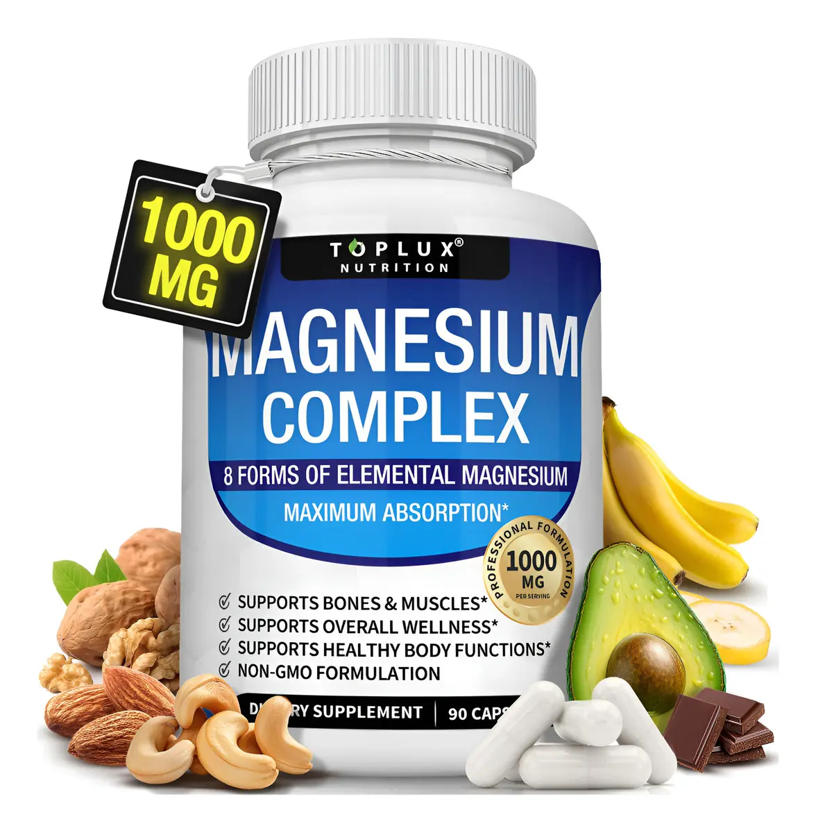 SUPLEMENTO TOPLUX MAGNESIUM COMPLEX 1000 MG 90 CÁPSULAS - 1