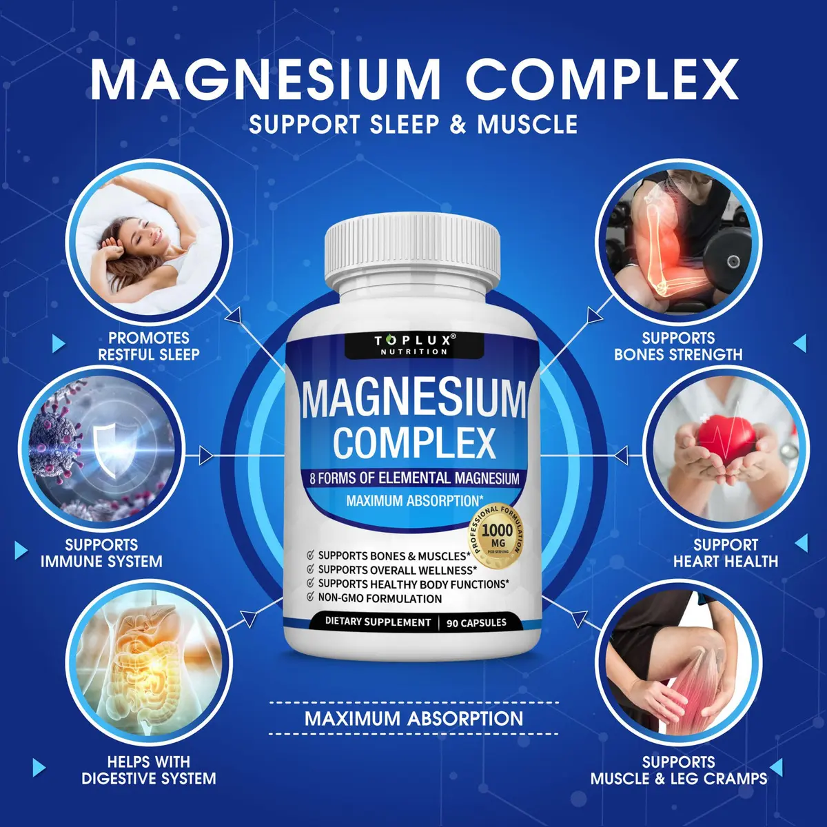SUPLEMENTO TOPLUX MAGNESIUM COMPLEX 1000 MG 90 CÁPSULAS - 2