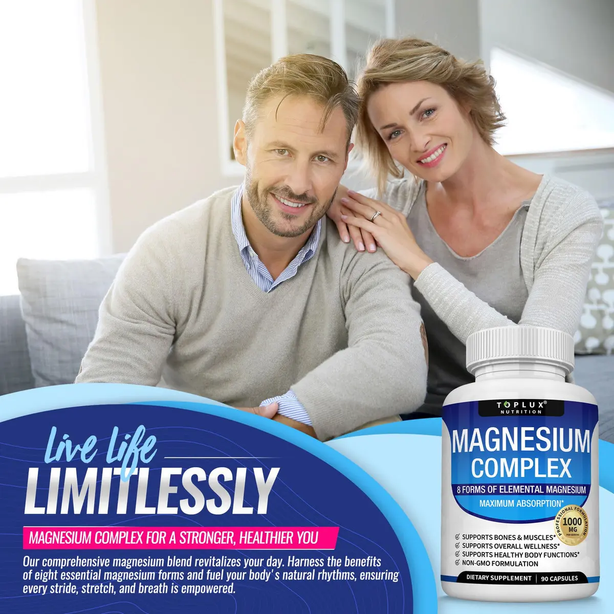 SUPLEMENTO TOPLUX MAGNESIUM COMPLEX 1000 MG 90 CÁPSULAS - 5