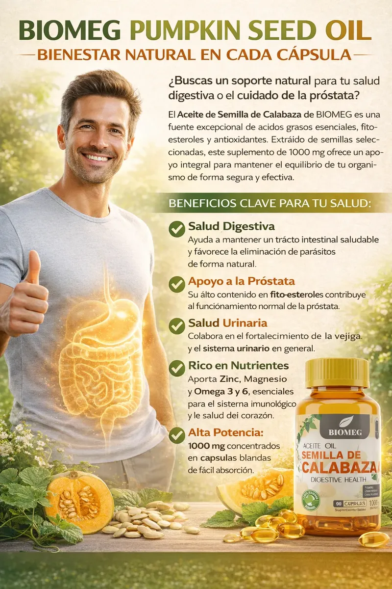 ACEITE DE SEMILLAS DE CALABAZA BIOMEG 1000MG 90 CAPSULAS - 2