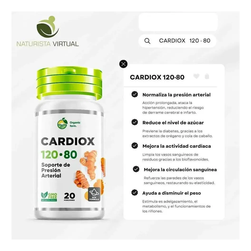 CARDIOX 120-80 REGULA PRESIÓN ARTERIAL 20 CAPSULA 02 FRASCOS - 2
