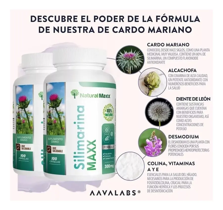 SILIMARINA 300MG NATURALMAX SALUD HEPÁTICA 100 CAPSULAS - 6