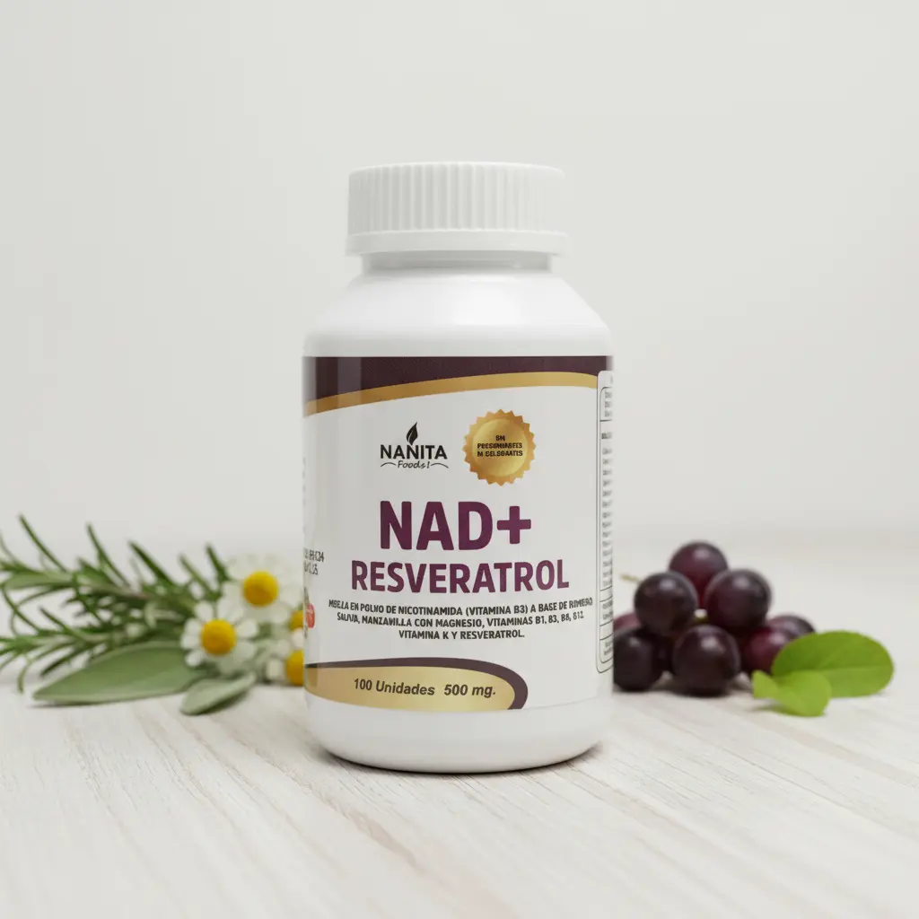 NAD+ RESVERATROL NANITA FOODS ANTIOXIDANTE 100 CAPSULA 500MG - 5
