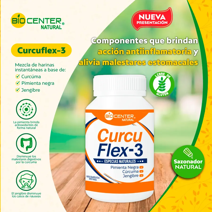 CURCUFLEX-3 BIOCENTER NATURAL DESINFLAMANTE 100 CAPSULAS - 5
