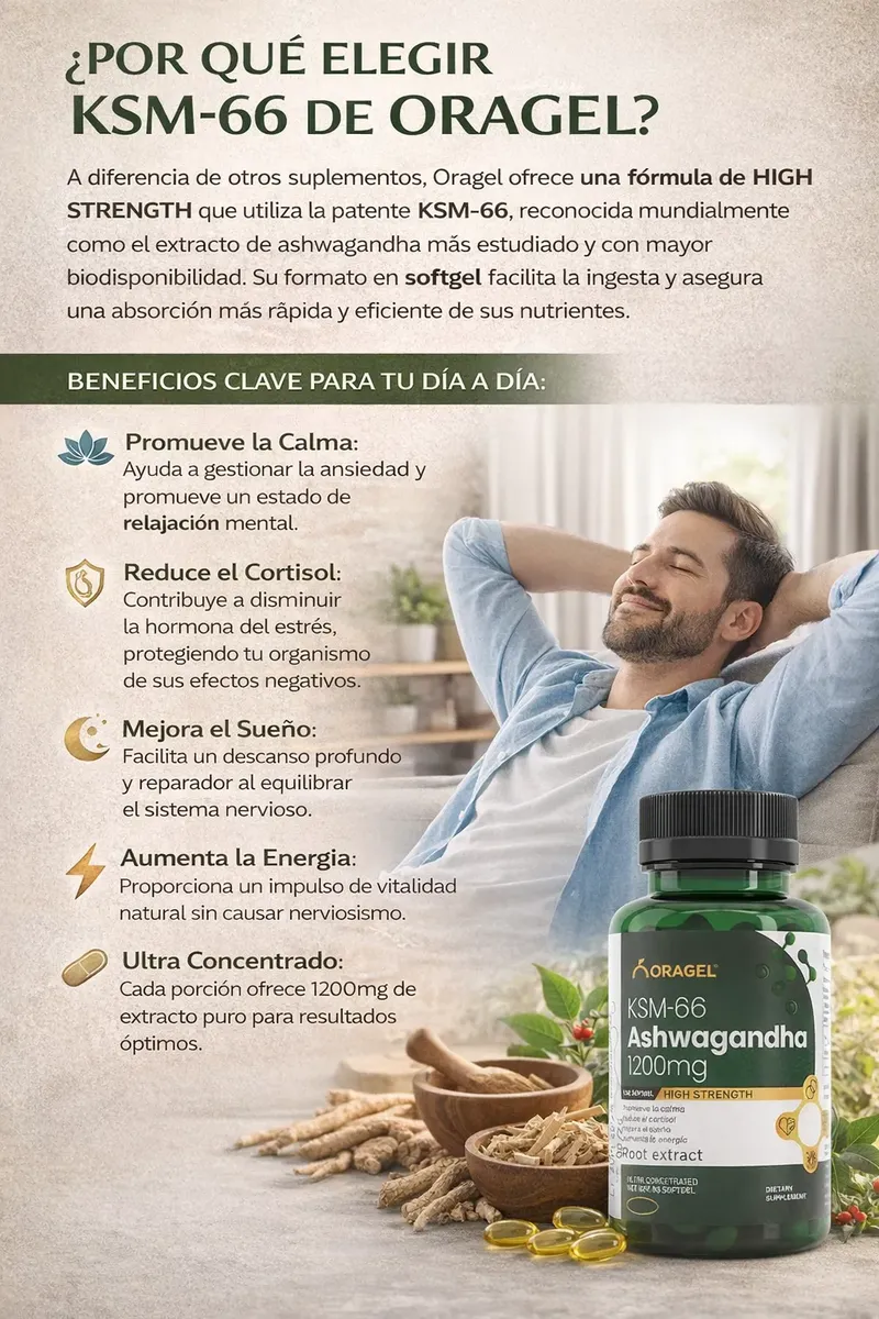 ASHWAGANDHA 1200MG KSM-66 REGULA CORTISOL ORAGEL 90 SOFTGELS - 2