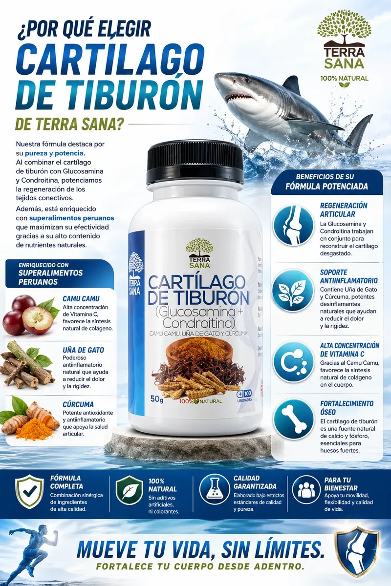 CARTÍLAGO DE TIBURÓN + GLUCOSAMINA + CONDROITINA 100 CAPSULA - 2