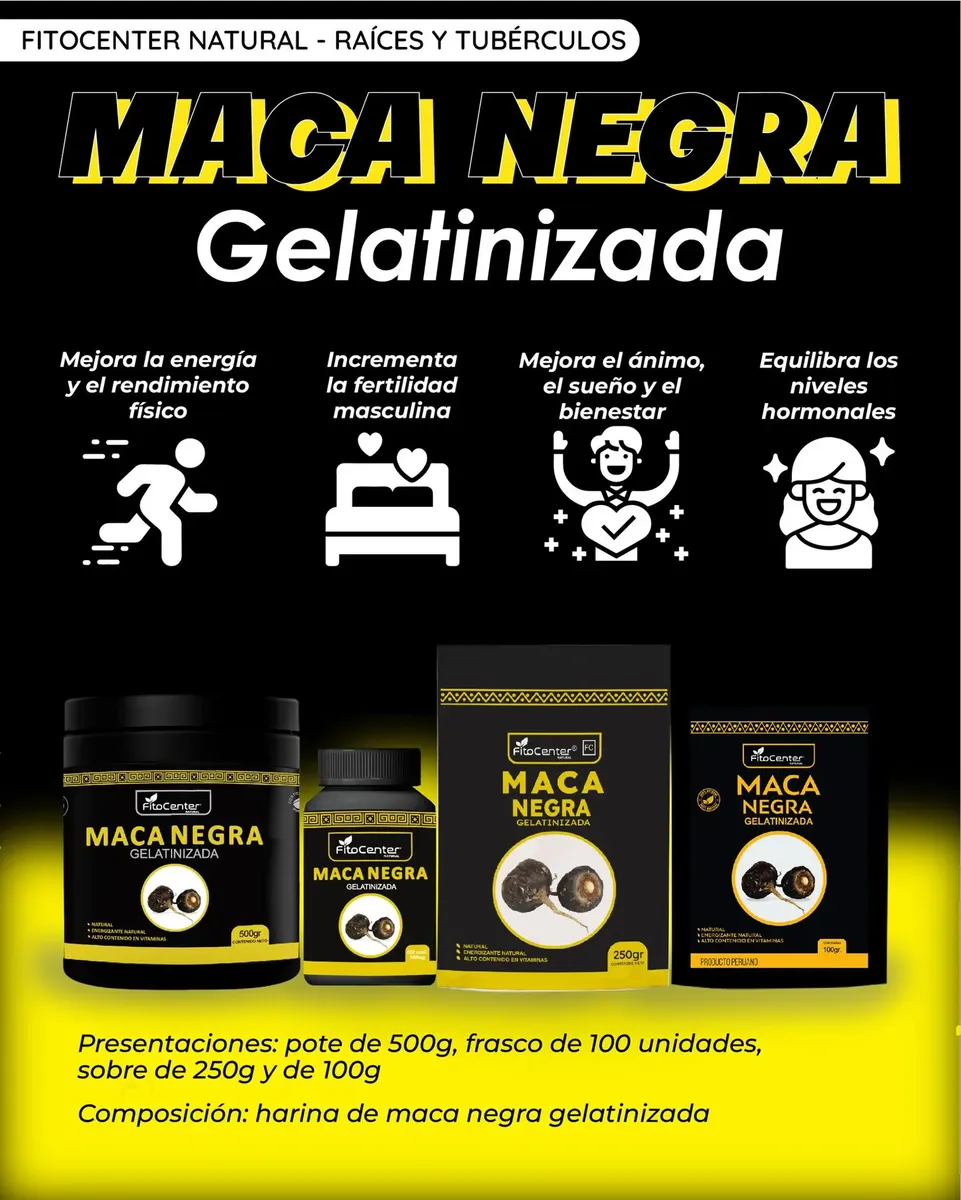 MACA NEGRA GELATINIZADA FITOCENTER FECUNDADOR 500MG 100 UNID - 5