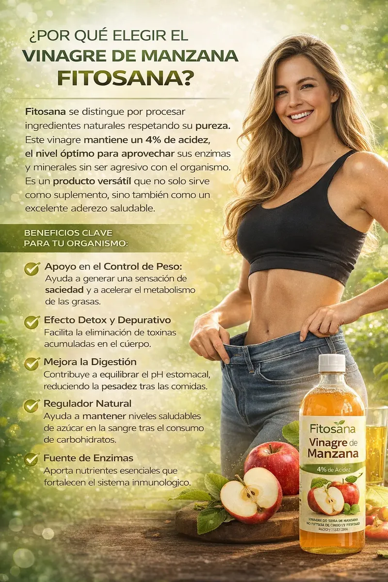 VINAGRE DE SIDRA DE MANZANA PURO FITOSANA 1000ML 02 BOTELLAS - 2