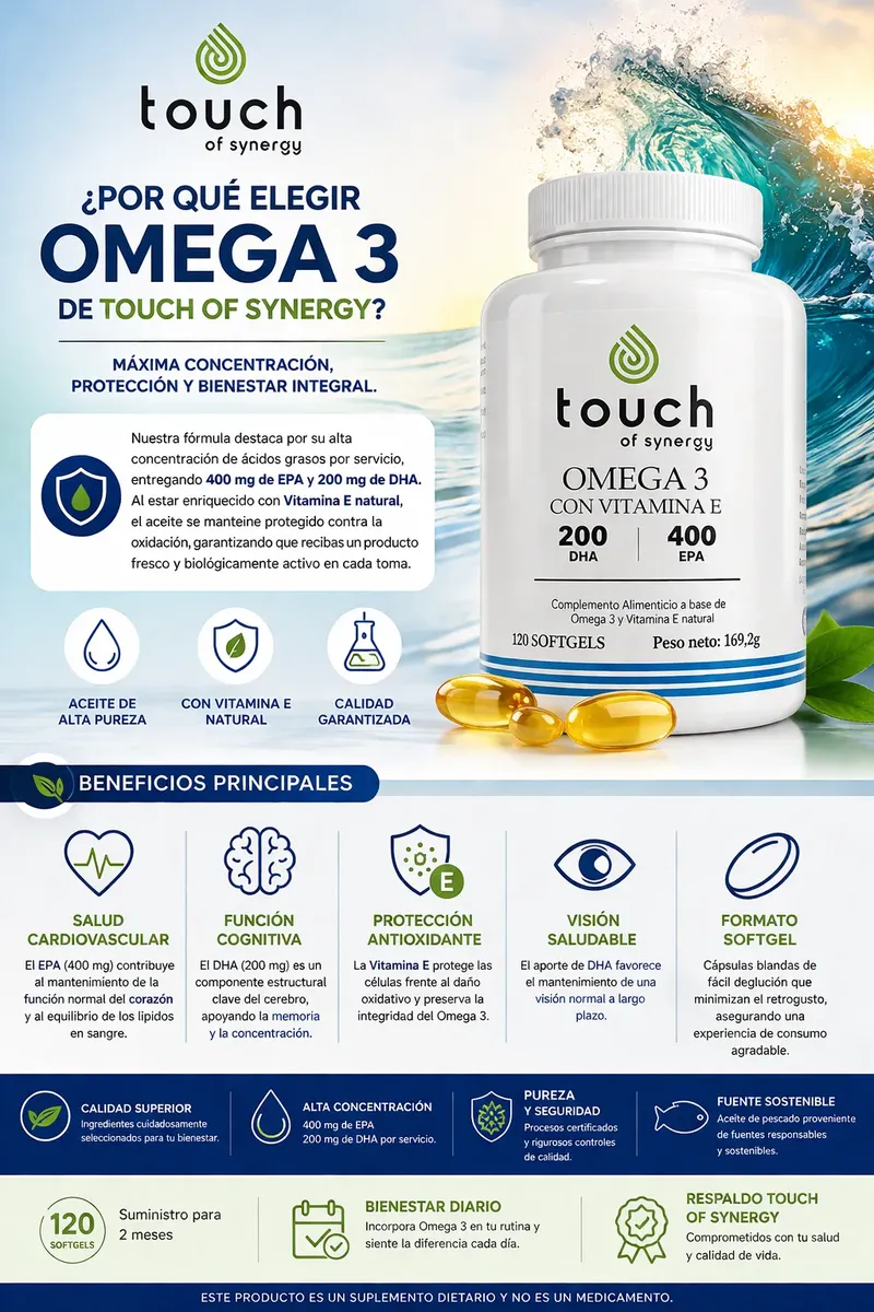 OMEGA 3 TOUCH VITAMINA E - 120 SOFTGELS 400 EPA 200 DHA - 3