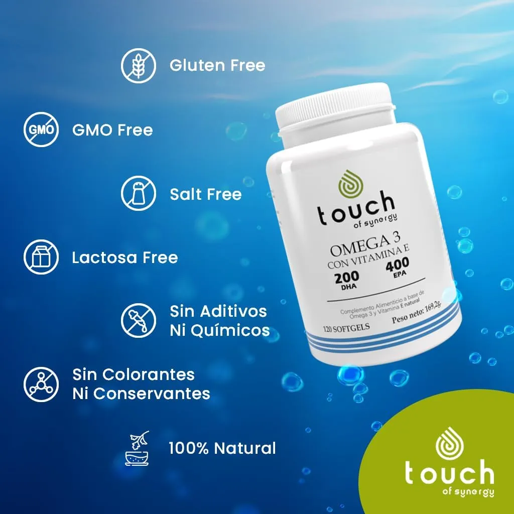 OMEGA 3 TOUCH VITAMINA E - 120 SOFTGELS 400 EPA 200 DHA - 4