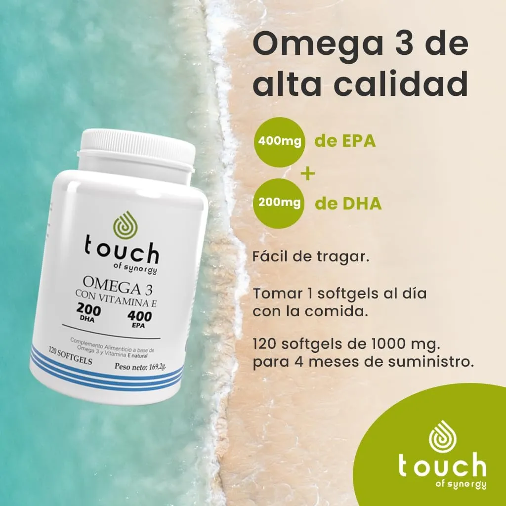 OMEGA 3 TOUCH VITAMINA E - 120 SOFTGELS 400 EPA 200 DHA - 6