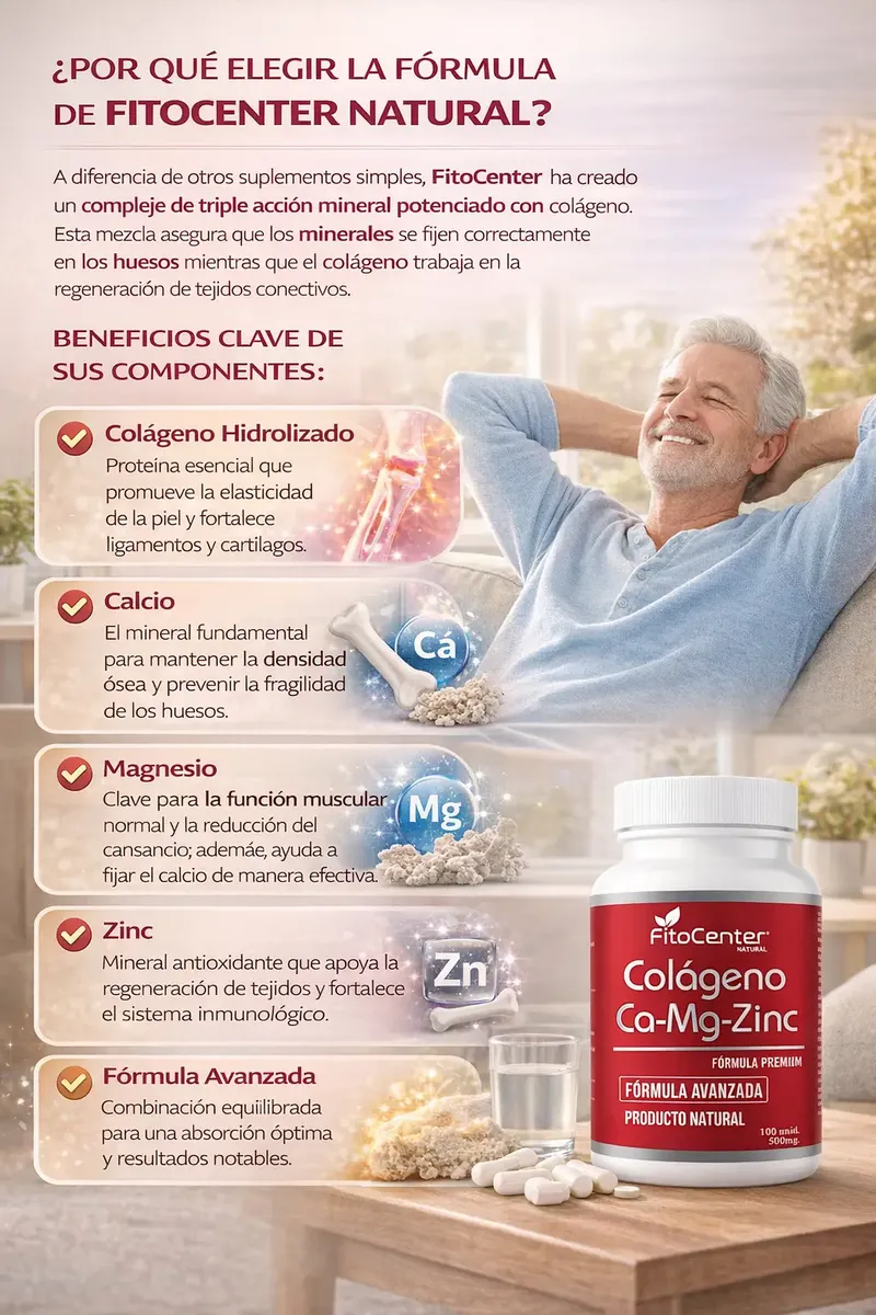 COLAGENO FITOCENTER CALCIO - MG - ZINC 500MG 100 CAPSULAS - 2