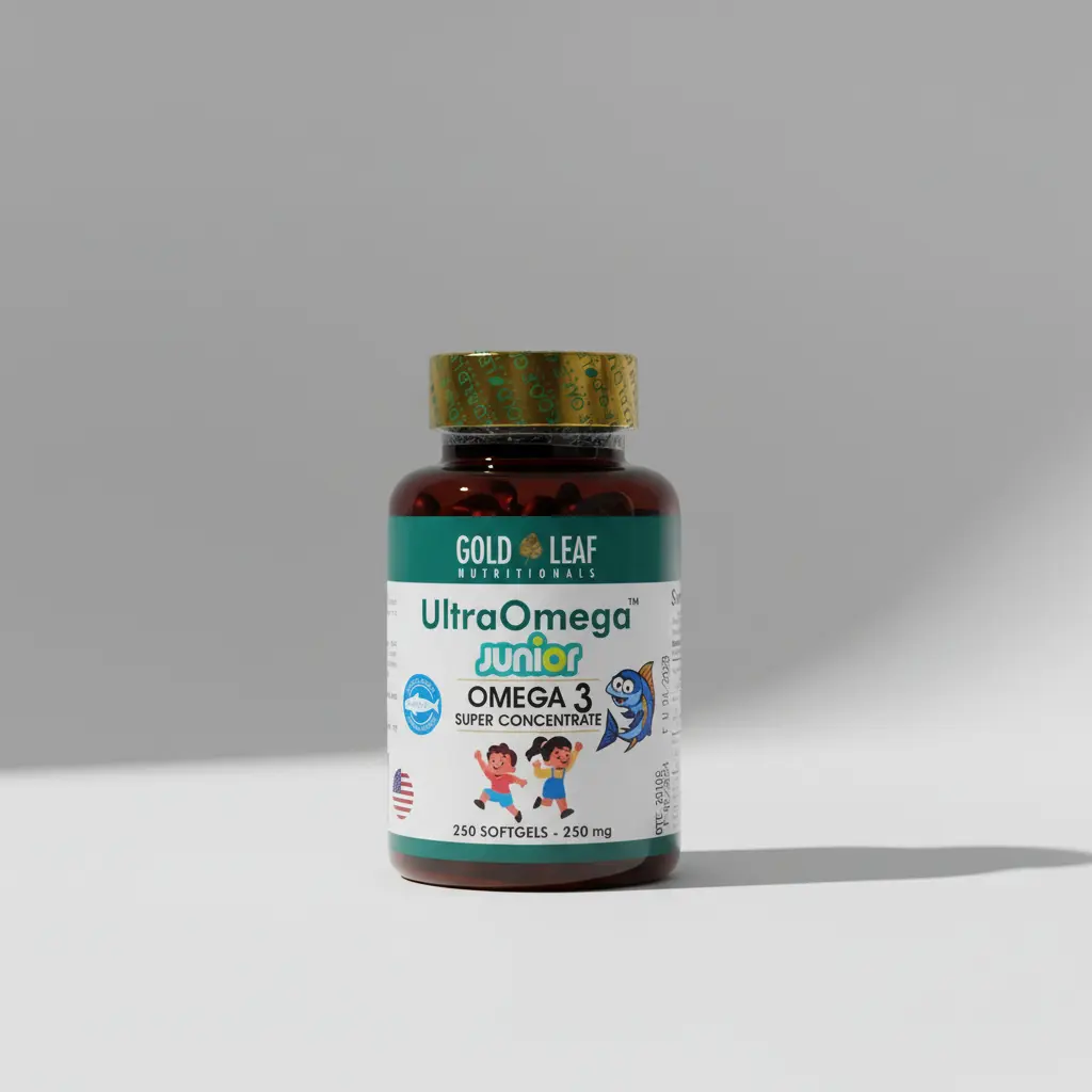 ULTRA OMEGA JUNIOR 1000MG GOLD LEAF AMERICANO 250 SOFTGELS - 1