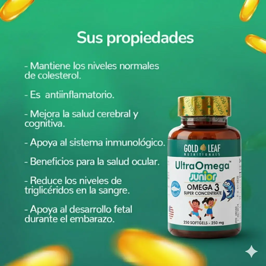 ULTRA OMEGA JUNIOR 1000MG GOLD LEAF AMERICANO 250 SOFTGELS - 2