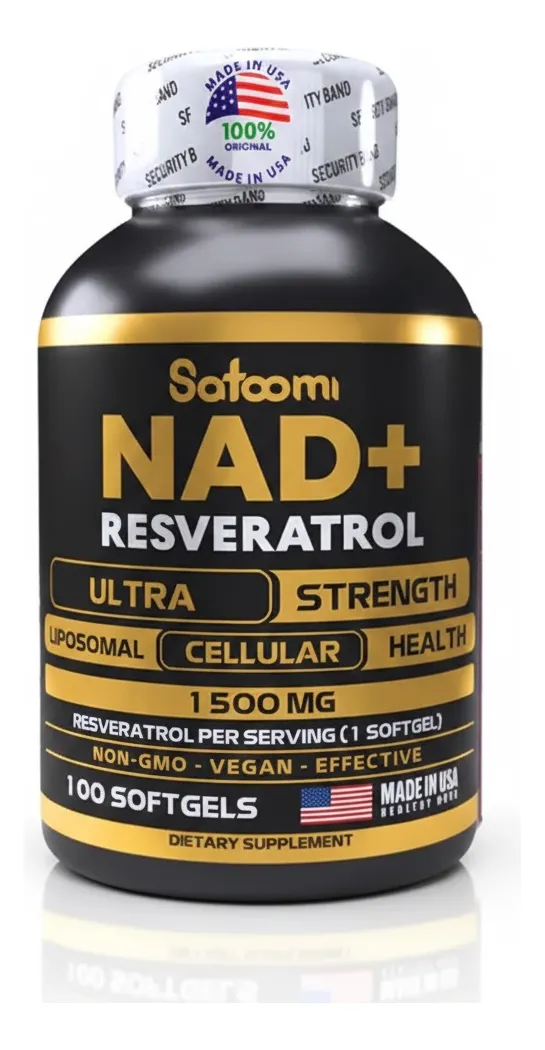 NAD + RESVERATROL AMERICANO SACTOOMI MAXIMA POTENCIA 1500MG 100 CAPSULAS - 1