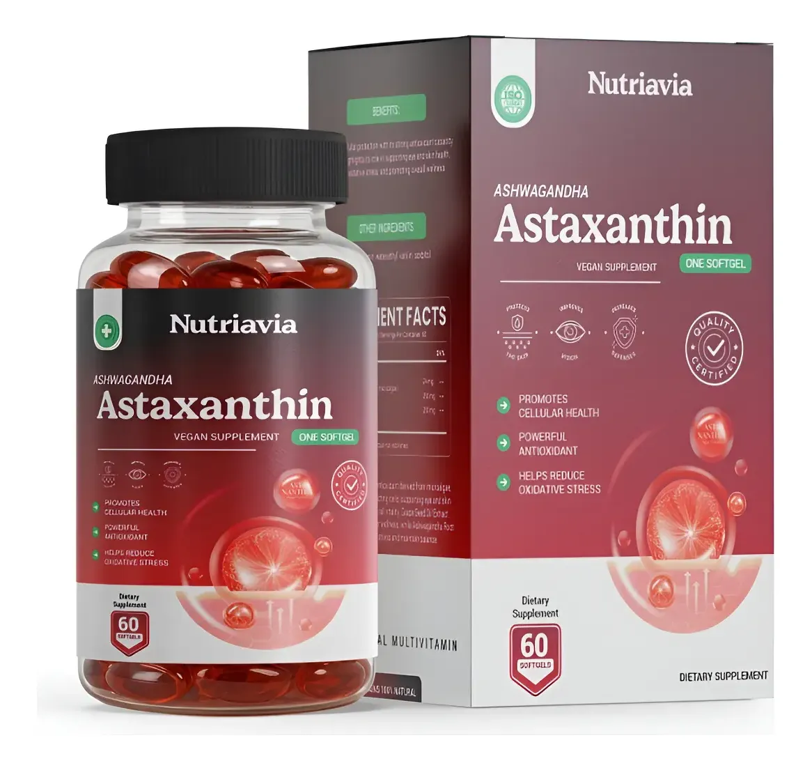 ASTAXANTINA 24MG CON ASHWAGANDA NUTRIAVIA 60 CAPSULAS - 1
