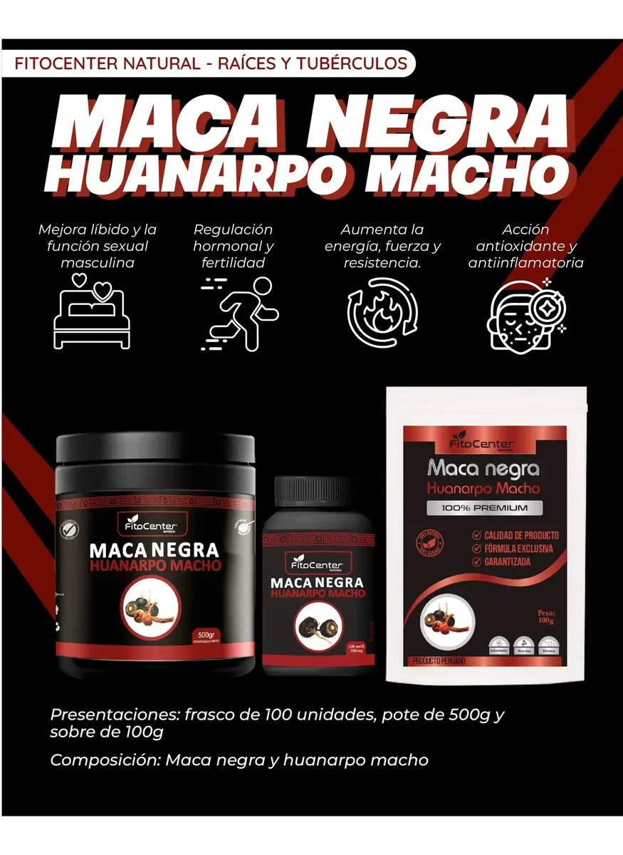 MACA NEGRA CON HUANARPO FITOCENTER 500MG 100 CAPSULAS - 2