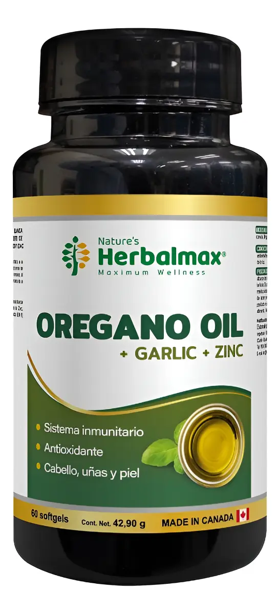 OREGANO OIL HERBALMAX GARLIC + ZINC 715MG 60 CAPSULAS - 1