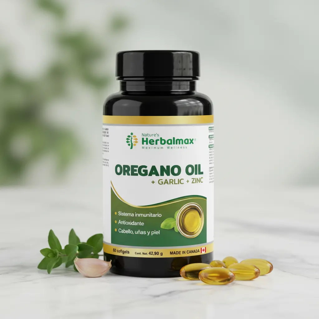 OREGANO OIL HERBALMAX GARLIC + ZINC 715MG 60 CAPSULAS - 3