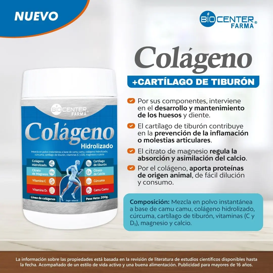 COLAGENO + CARTILAGO DE TIBURON BIOCENTER NATURAL 1 KG - 3