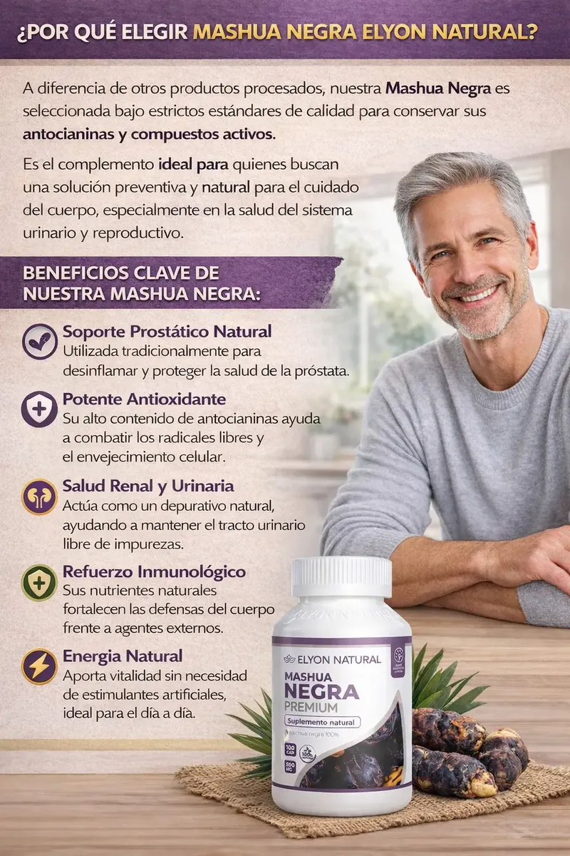 MASHUA NEGRA PREMIUM ELYON NATURAL 500MG 100 CAPSULAS - 2