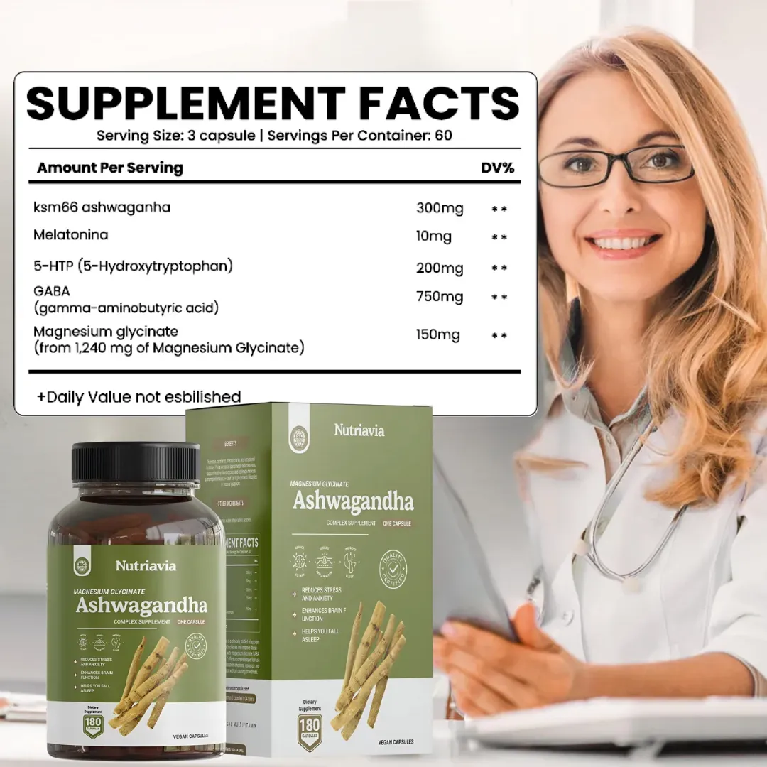 ASHWAGANDHA KSM 66 + GLICINATO MAGNESIO NUTRAVIA 180 CAPSULA - 2