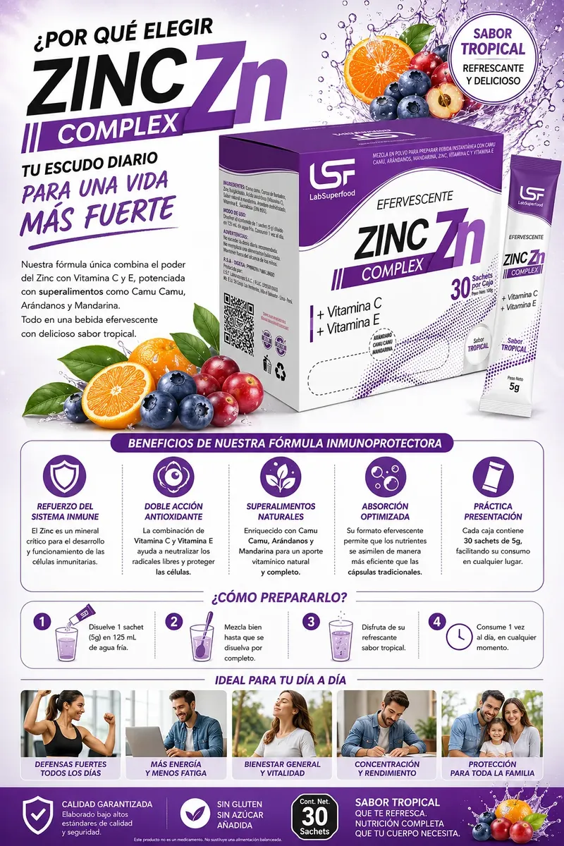 ZINC COMPLEX LABSUPERFOOD - 30 SACHETS + VITAMINA C Y E - 4
