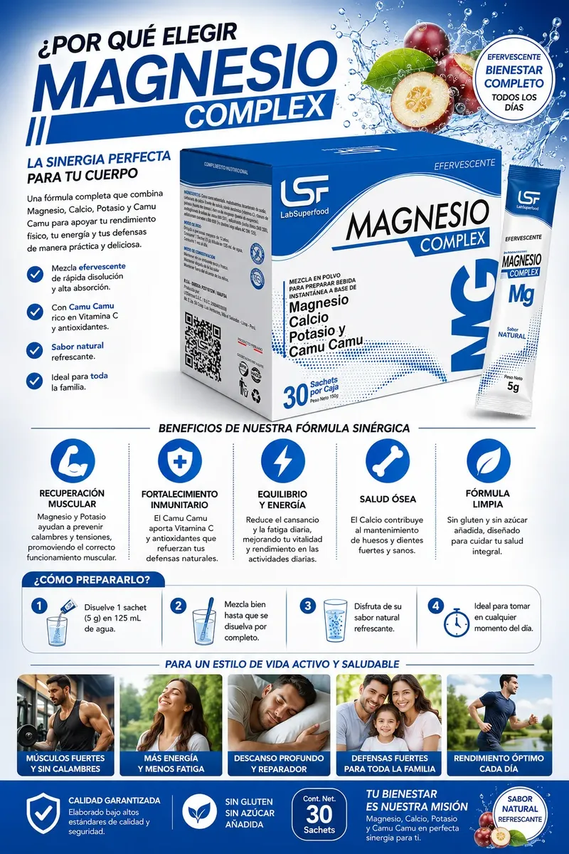MAGNESIO COMPLEX LABSUPERFOOD EFERVECENTE + CALCIO + POTASIO - 3
