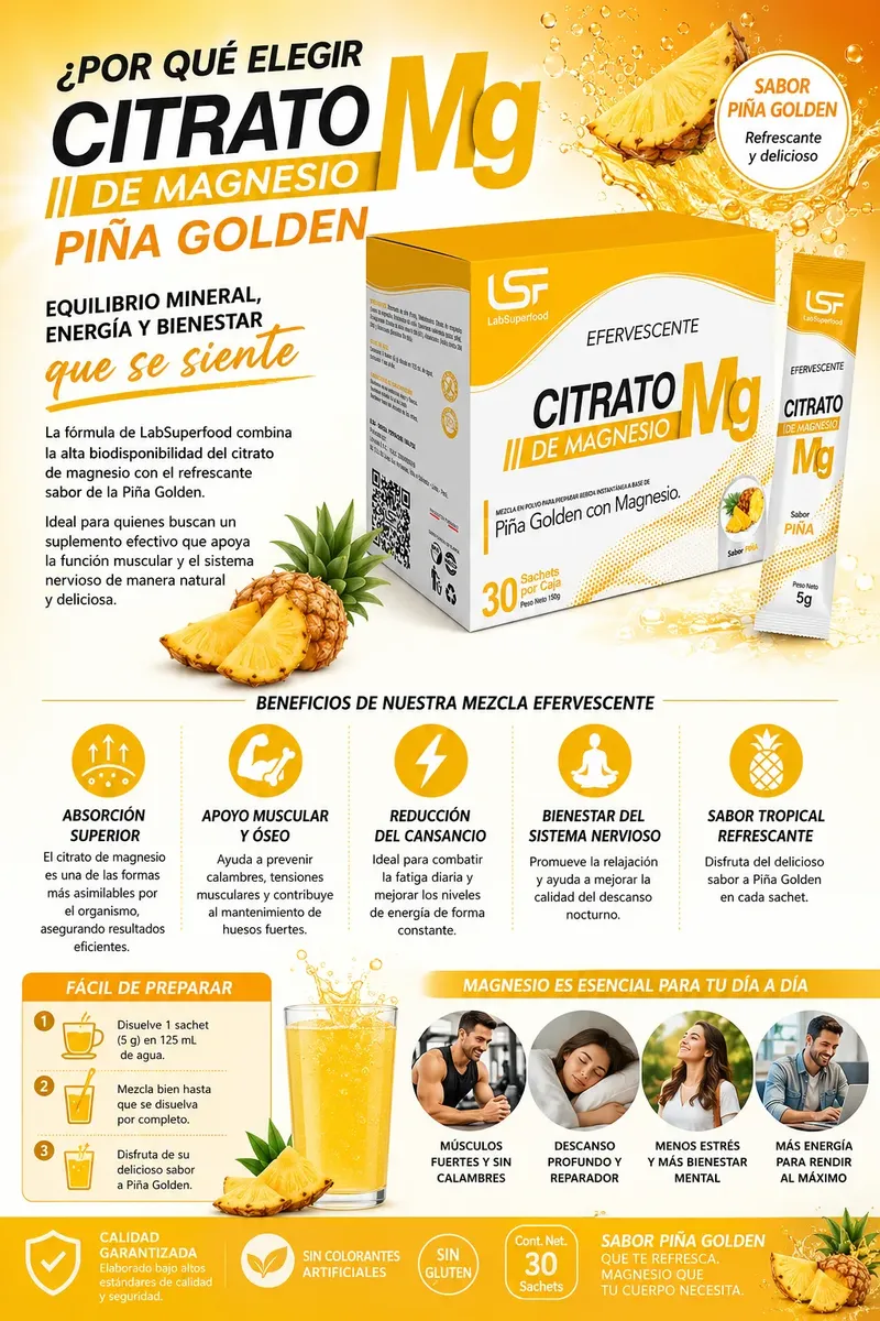 CITRATO DE MAGNESIO EFERVESCENTE LABSUPERFOOD - SABOR PIÑA - 3