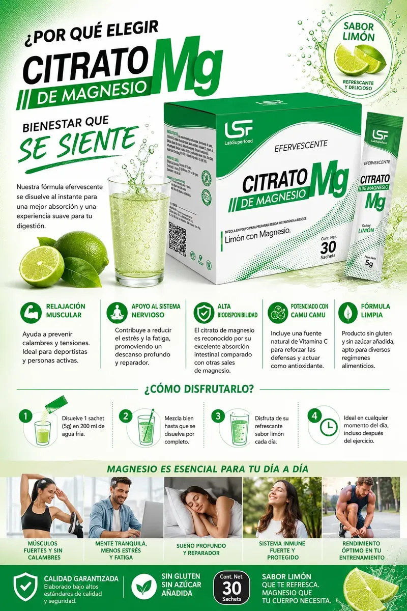 CITRATO DE MAGNESIO EFERVESCENTE LABSUPERFOOD - SABOR LIMÓN - 2