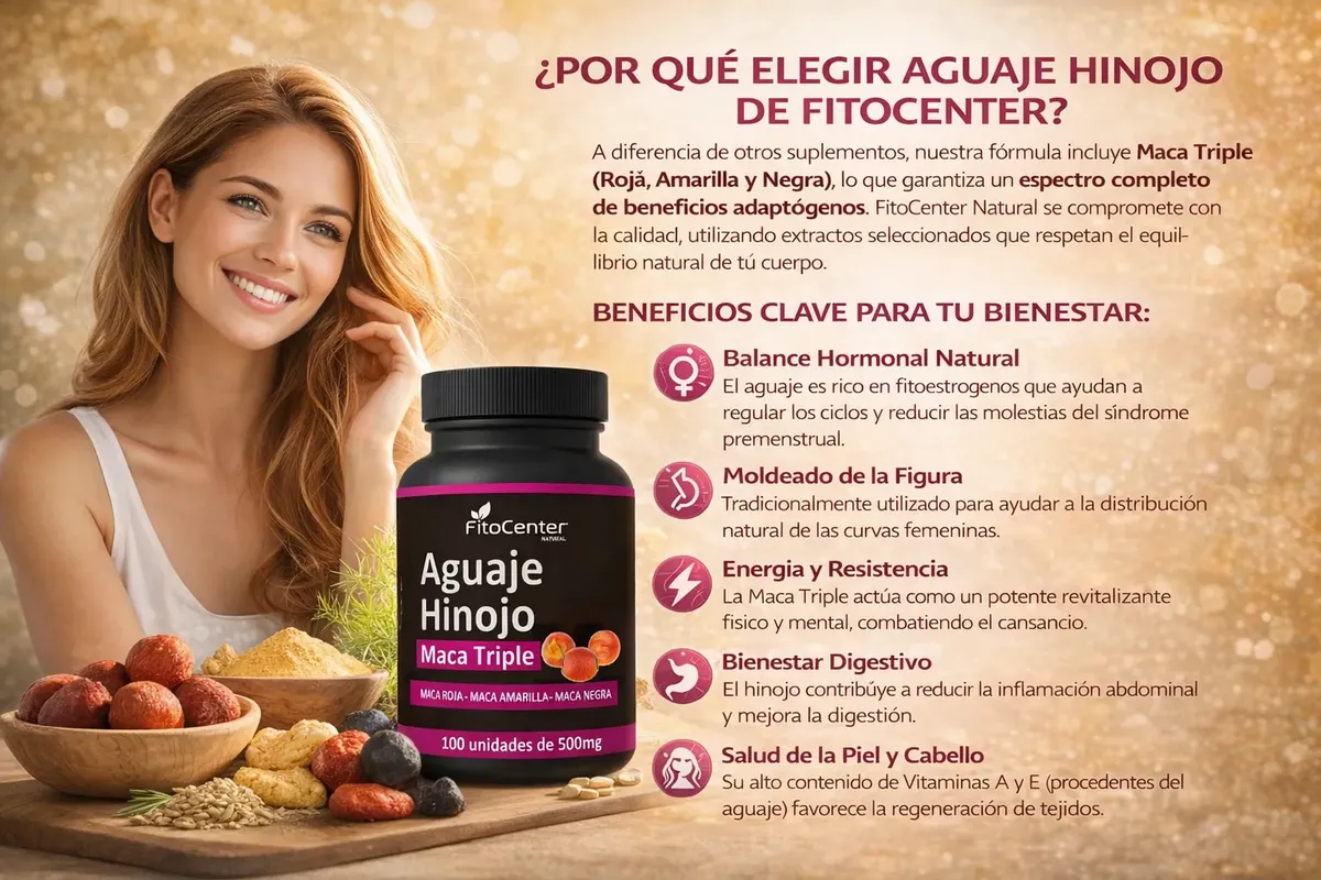 AGUAJE HINOJO MACA TRIPLE 500MG FITOCENTER 100 CAPSULAS - 2