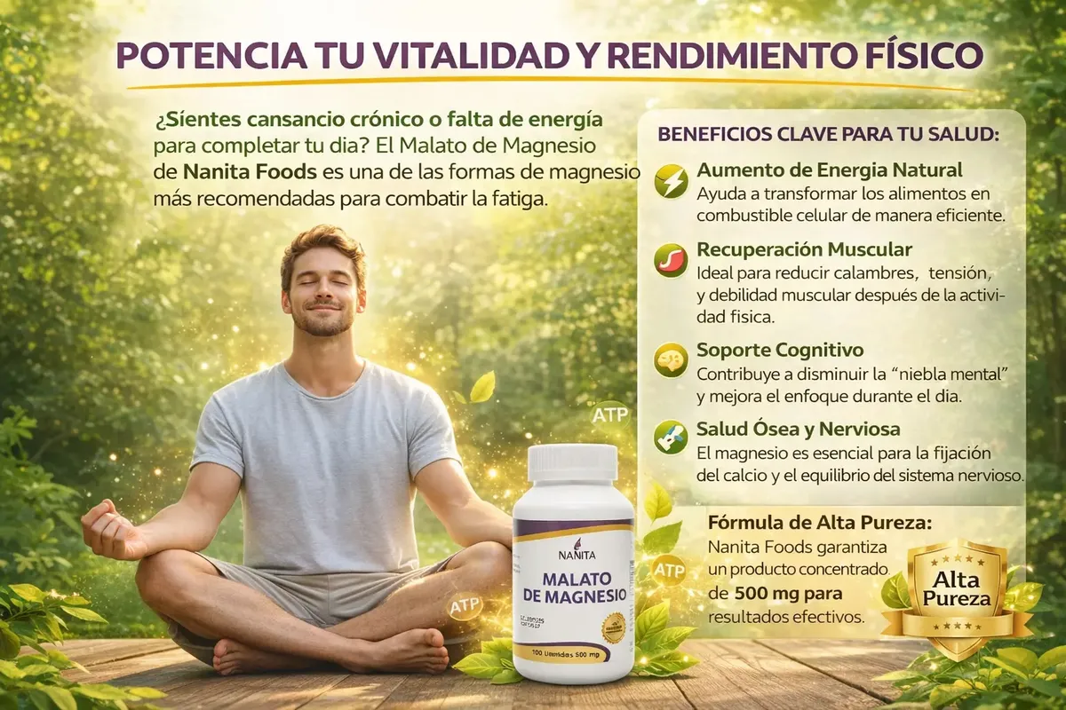 MALATO DE MAGNESIO NANITA FOODS RELAJACIÓN 500MG 100 CAPSULA - 2