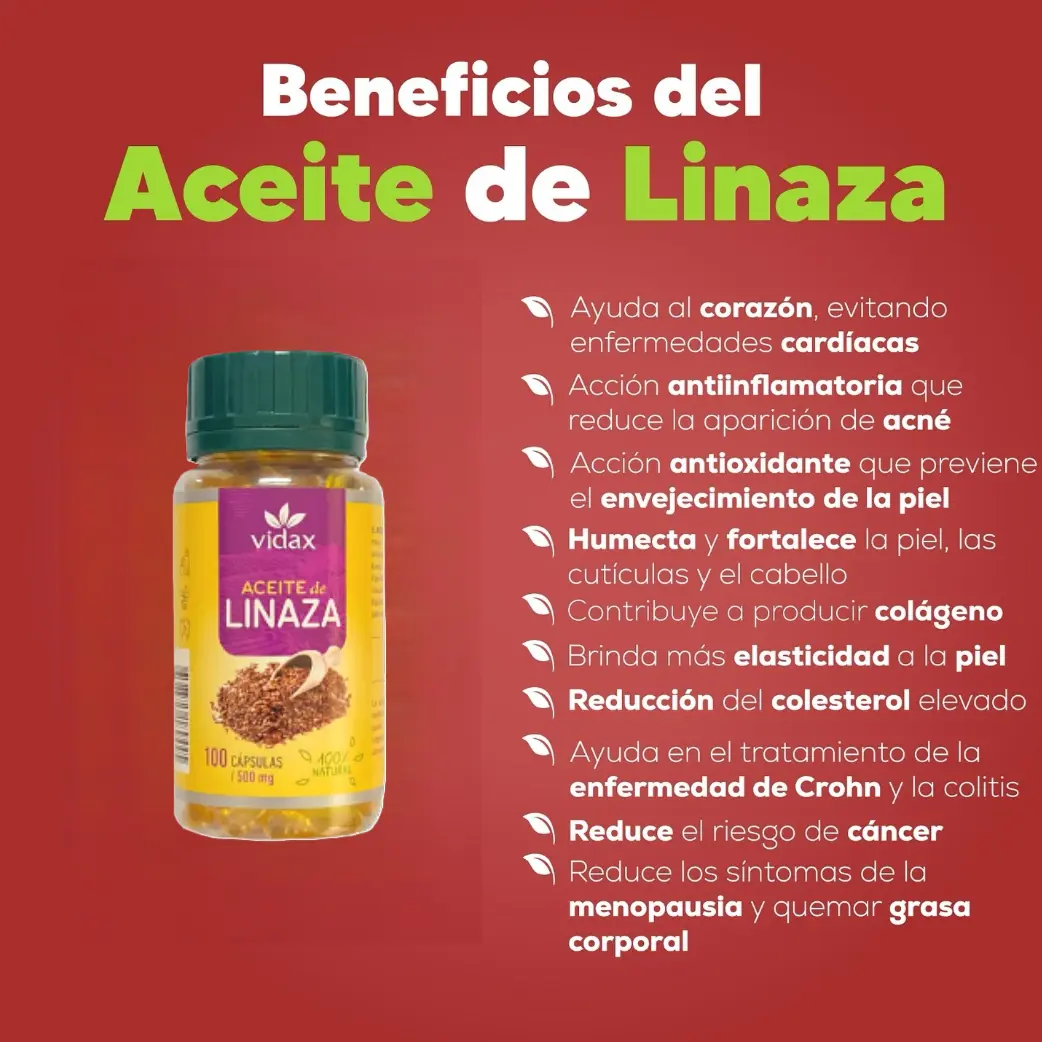 ACEITE DE LINAZA VIDAX NATURAL 500MG 100 CAPSULAS - 2