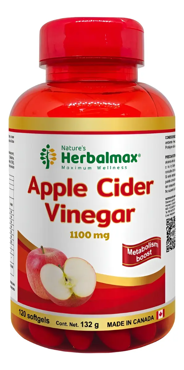 VINAGRE DE SIDRA DE MANZANA HERBALMAX 1100MG 120 CAPSULAS - 1