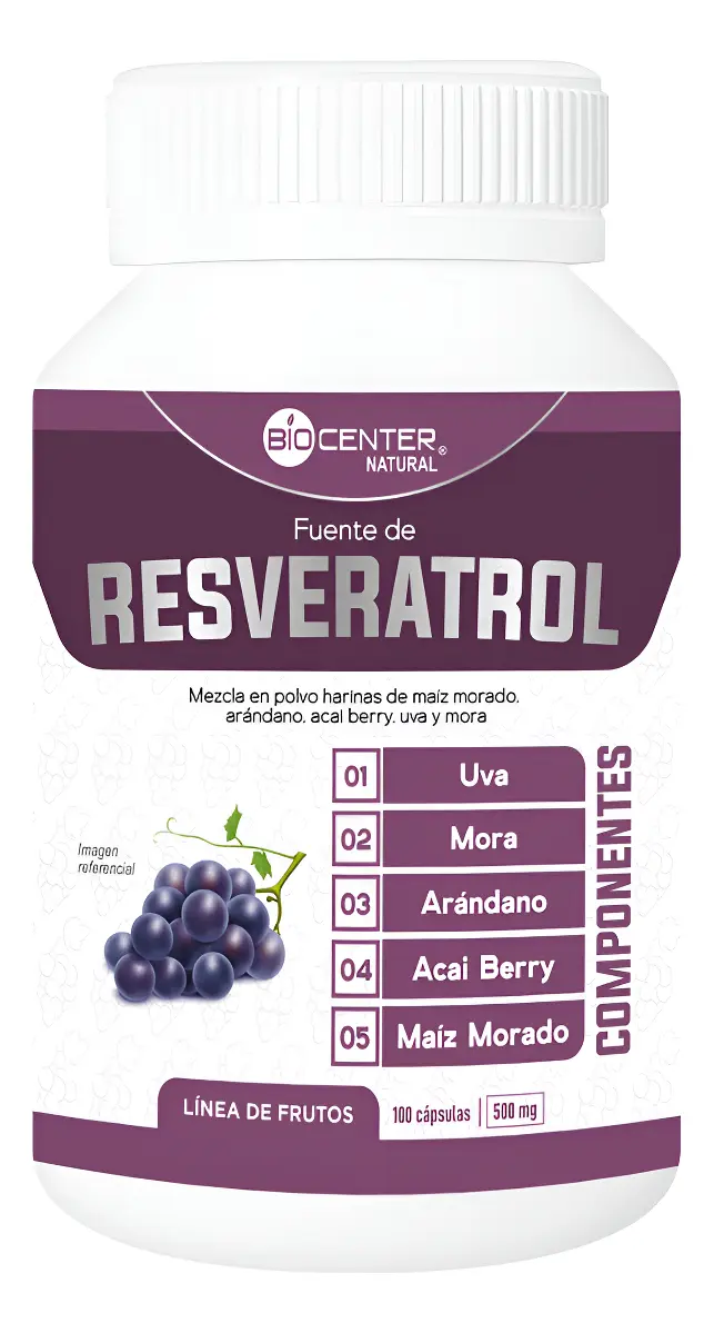 RESVERATROL COMPLEX 500MG BIOCENTER NATURAL 100 CAPSULAS - 1