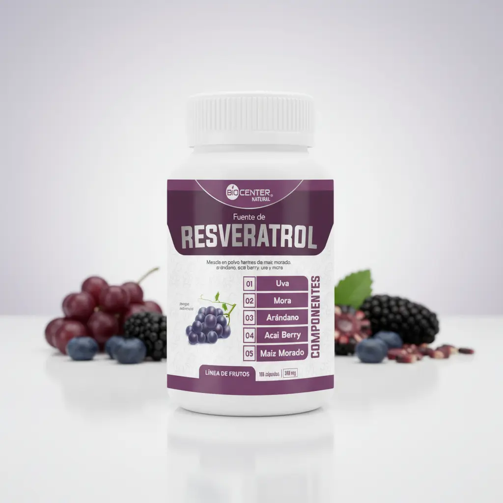 RESVERATROL COMPLEX 500MG BIOCENTER NATURAL 100 CAPSULAS - 3