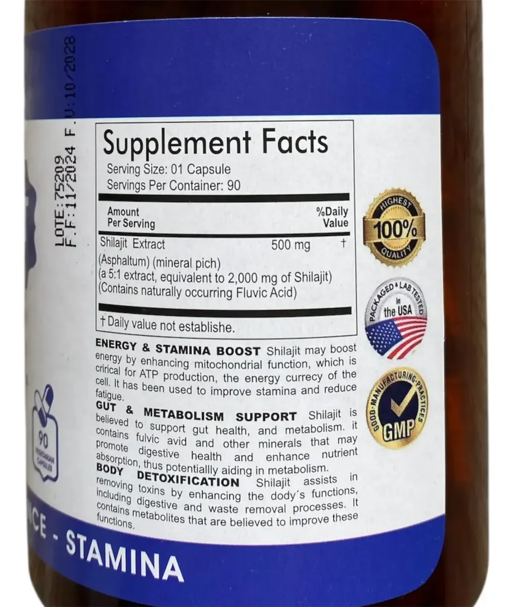 SHILAJIT 500MG DE GOLD LEAF VITALIDAD MASCULINA 90 CÁPSULAS - 2