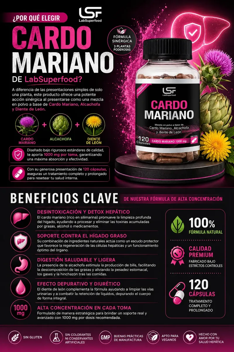 CARDO MARIANO 1000MG LABSUPERFOOD - ALCACHOFA 120 CÁPSULAS - 2