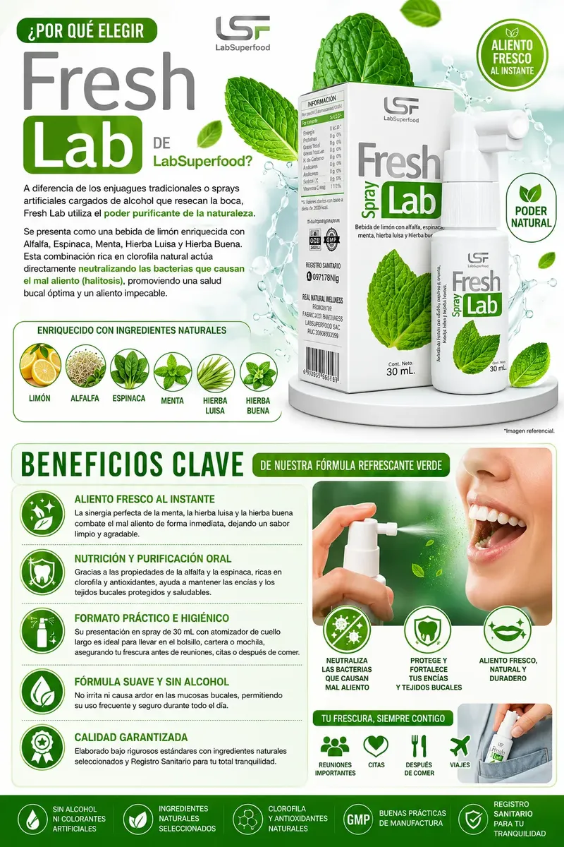 FRESH LAB LIMÓN CON ALFALFA - ESPINACA - MENTA 30ML - 2