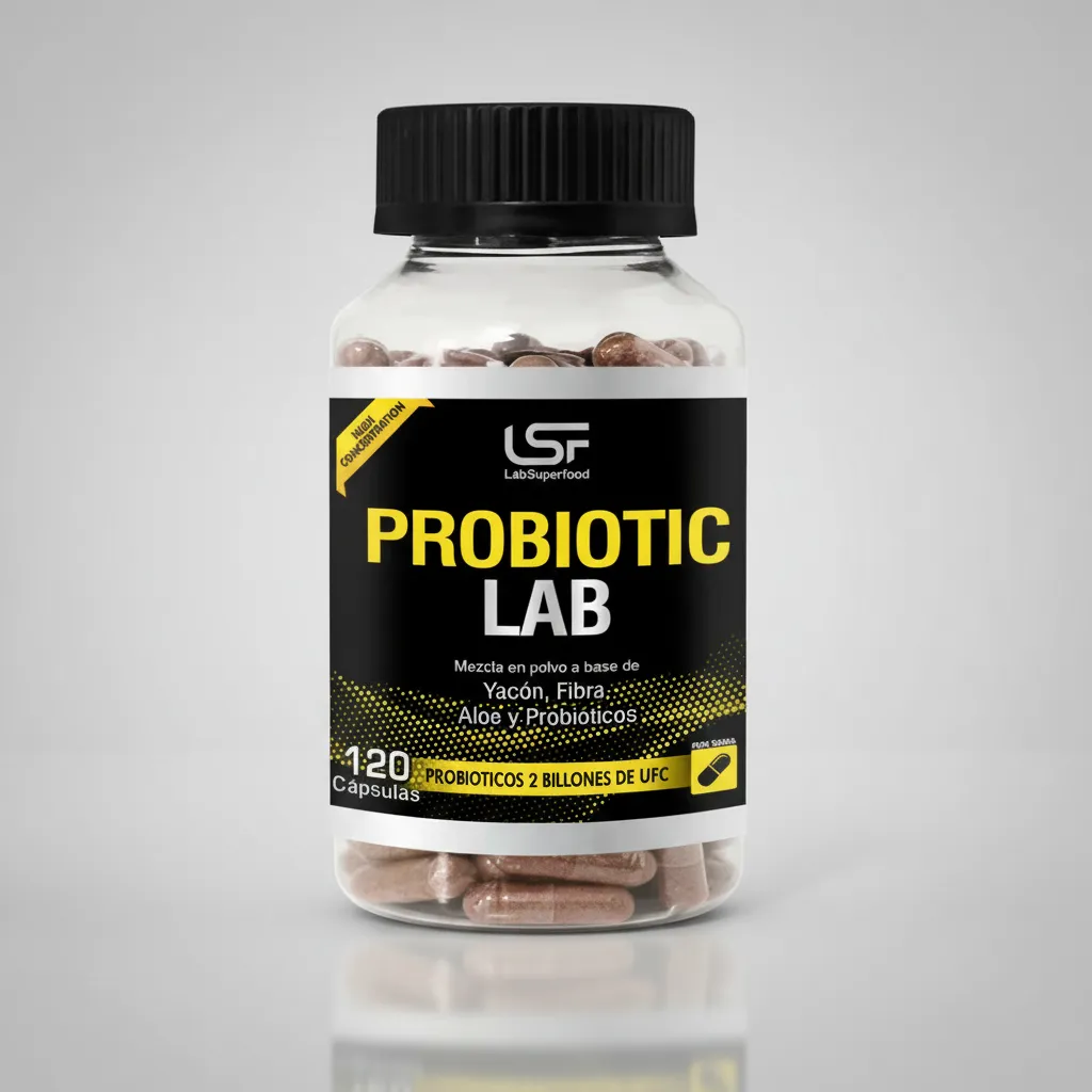 PROBIOTIC LAB PROBIÓTICOS 2 BILLONES UFC YACÓN FIBRA 120 CAP - 1