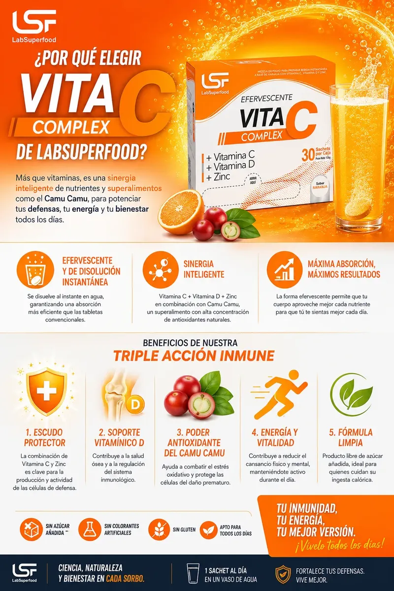 VITAMINA C COMPLEX LABSUPERFOOD - EFERVECENTE + VIT D + ZINC - 3