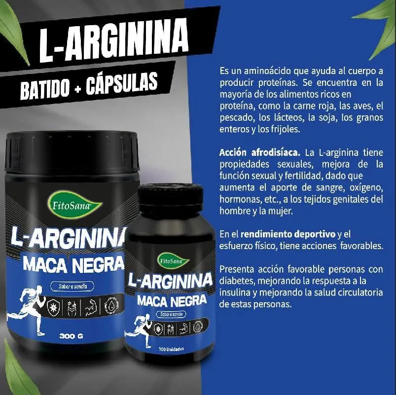 L-ARGININA MACA NEGRA FITOSANA PRE ENTRENO ENERGIA 100 CAPS - 5