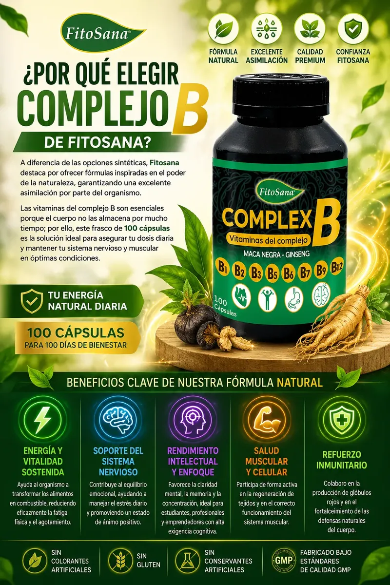 COMPLEJO B COMPLEX B FITOSANA MACA NEGRA GINSENG 100 CAPSULA - 3