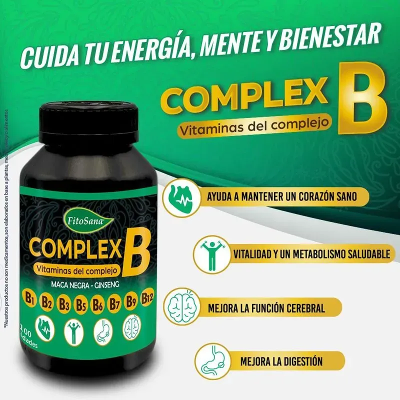 COMPLEJO B COMPLEX B FITOSANA MACA NEGRA GINSENG 100 CAPSULA - 5